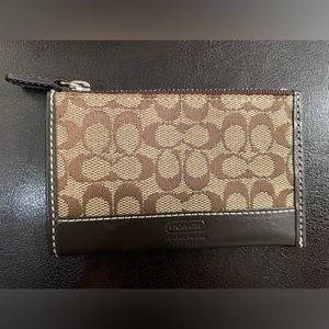 Coach ID Credit Card Case Signature C Brown